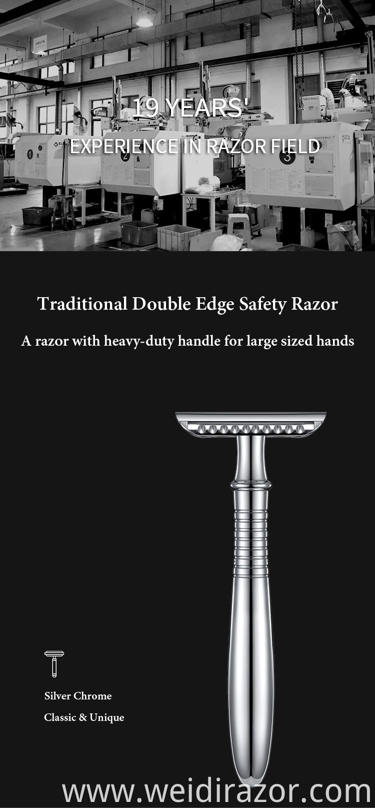 Double Edge Safety Razor,Classic Long Handle Safety Wet Shaving Kit for Men Women with Replacement Shaving Blades